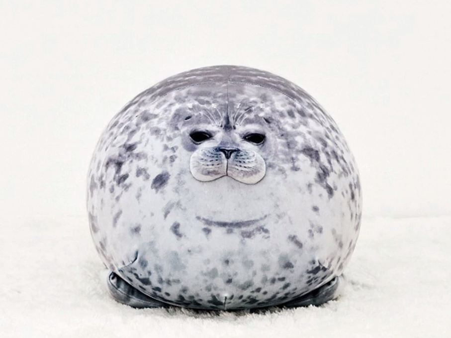Chubby Blob Seal Pillow, Stuffed Cotton Plush Animal Toy Cute Ocean