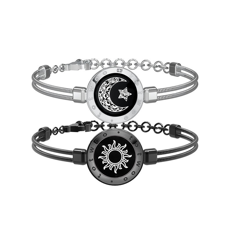 TOTWOO Sun-Moon Long Distance Smart Sensing Touch Bracelets for Couples, Vibration & Light up for Love Couples Bracelets | Long Distance Relationship Gifts for Girlfriend Bluetooth Pairing Jewelry