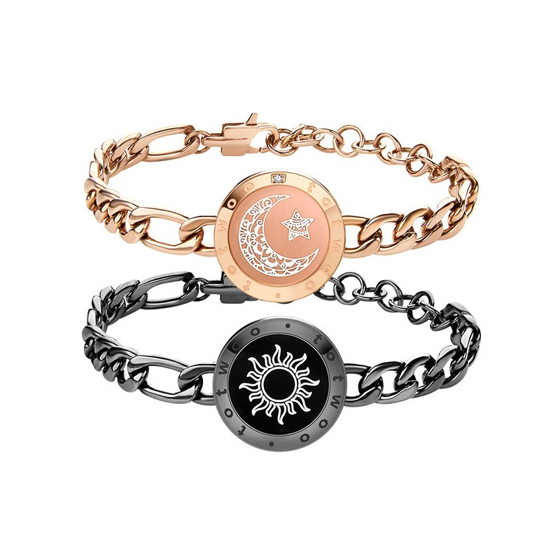 TOTWOO Sun-Moon Long Distance Smart Sensing Touch Bracelets for Couples, Vibration & Light up for Love Couples Bracelets | Long Distance Relationship Gifts for Girlfriend Bluetooth Pairing Jewelry