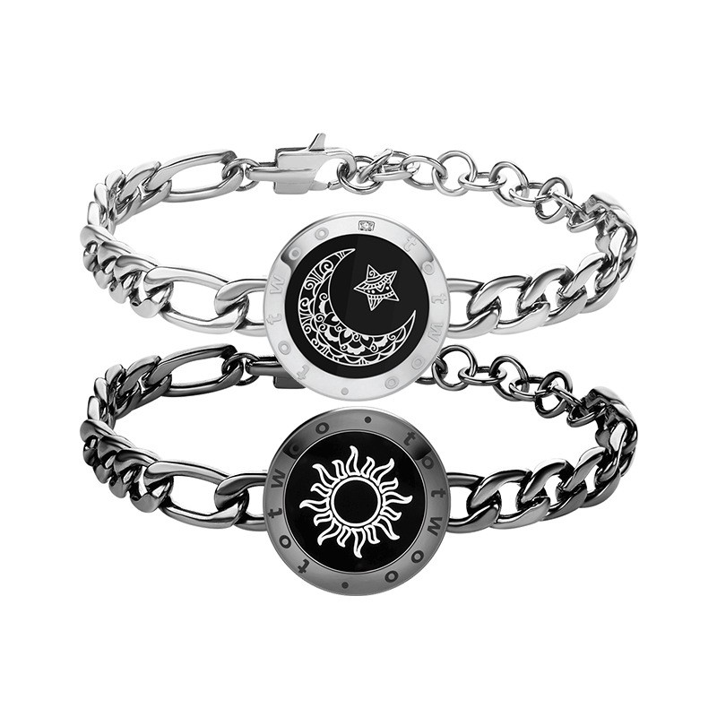 TOTWOO Sun-Moon Long Distance Smart Sensing Touch Bracelets for Couples, Vibration & Light up for Love Couples Bracelets | Long Distance Relationship Gifts for Girlfriend Bluetooth Pairing Jewelry