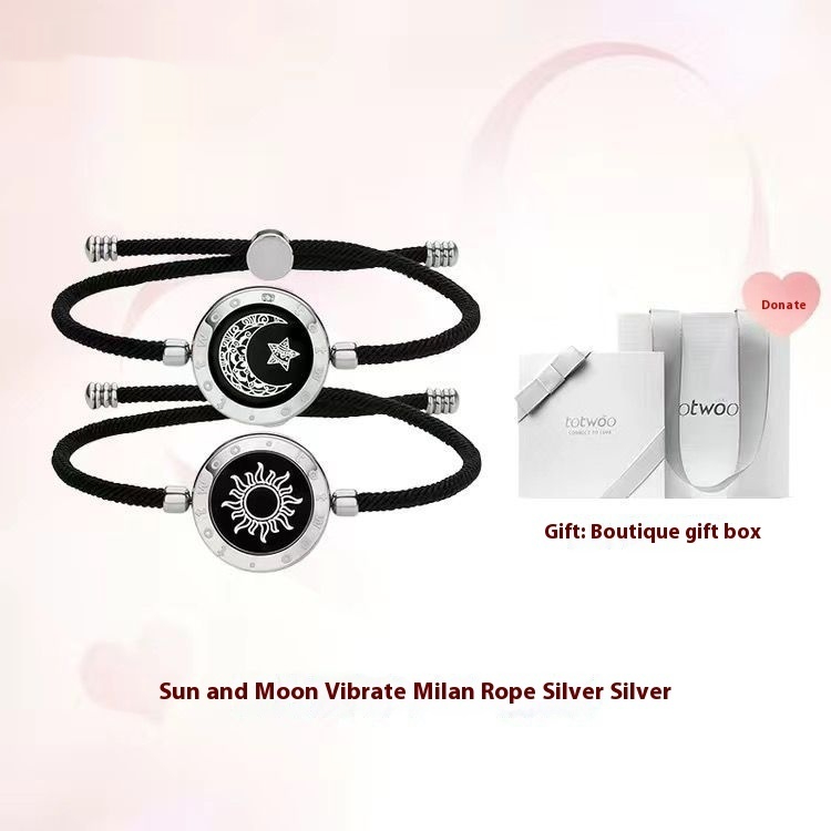 TOTWOO Sun-Moon Long Distance Smart Sensing Touch Bracelets for Couples, Vibration & Light up for Love Couples Bracelets | Long Distance Relationship Gifts for Girlfriend Bluetooth Pairing Jewelry