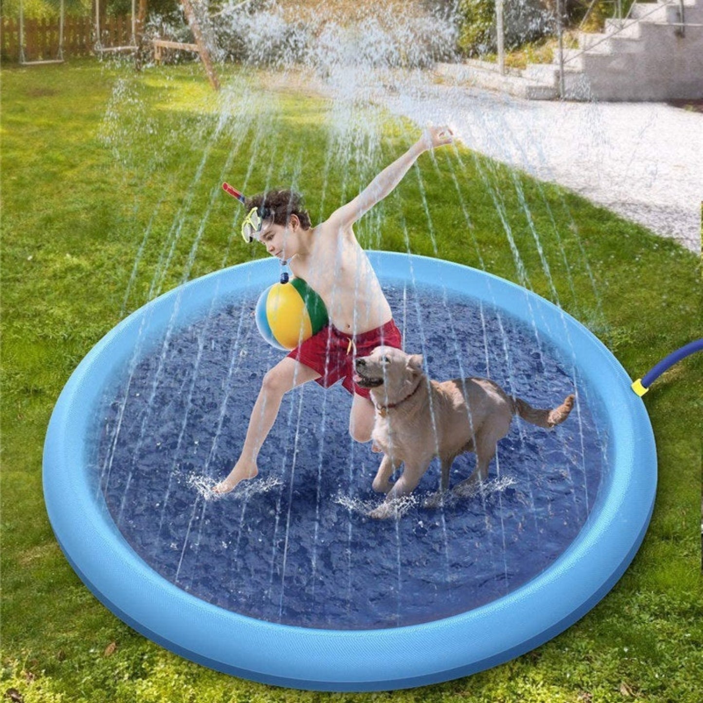 Non-Slip Splash Pad for Kids and Pet Dog Pool