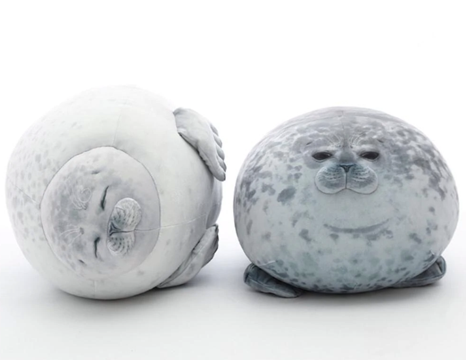 Chubby Blob Seal Pillow, Stuffed Cotton Plush Animal Toy Cute Ocean