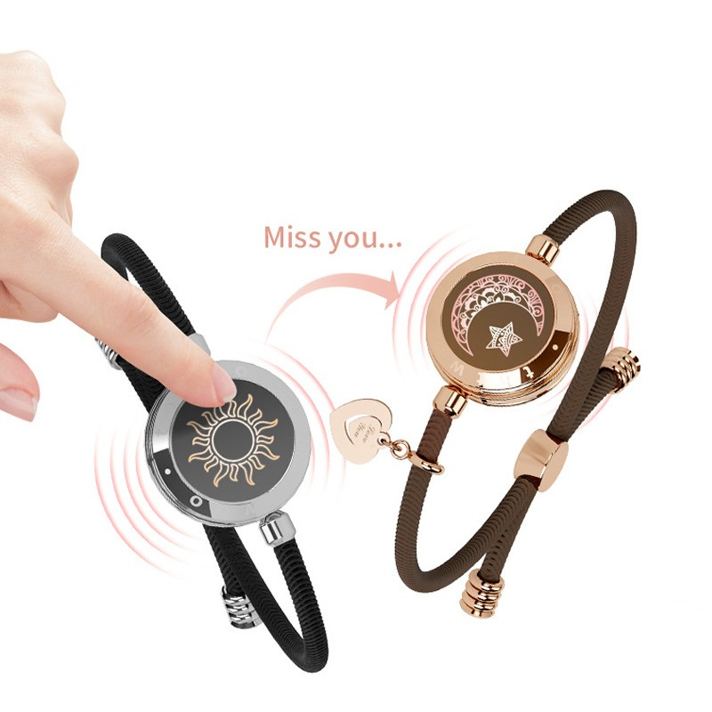 TOTWOO Sun-Moon Long Distance Smart Sensing Touch Bracelets for Couples, Vibration & Light up for Love Couples Bracelets | Long Distance Relationship Gifts for Girlfriend Bluetooth Pairing Jewelry