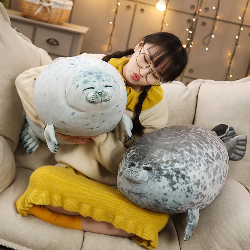 Chubby Blob Seal Pillow, Stuffed Cotton Plush Animal Toy Cute Ocean
