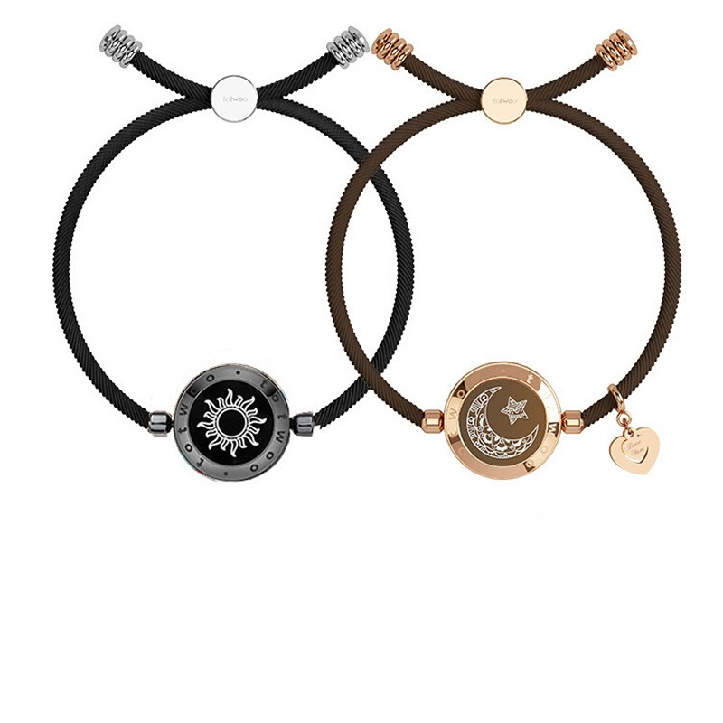 TOTWOO Sun-Moon Long Distance Smart Sensing Touch Bracelets for Couples, Vibration & Light up for Love Couples Bracelets | Long Distance Relationship Gifts for Girlfriend Bluetooth Pairing Jewelry