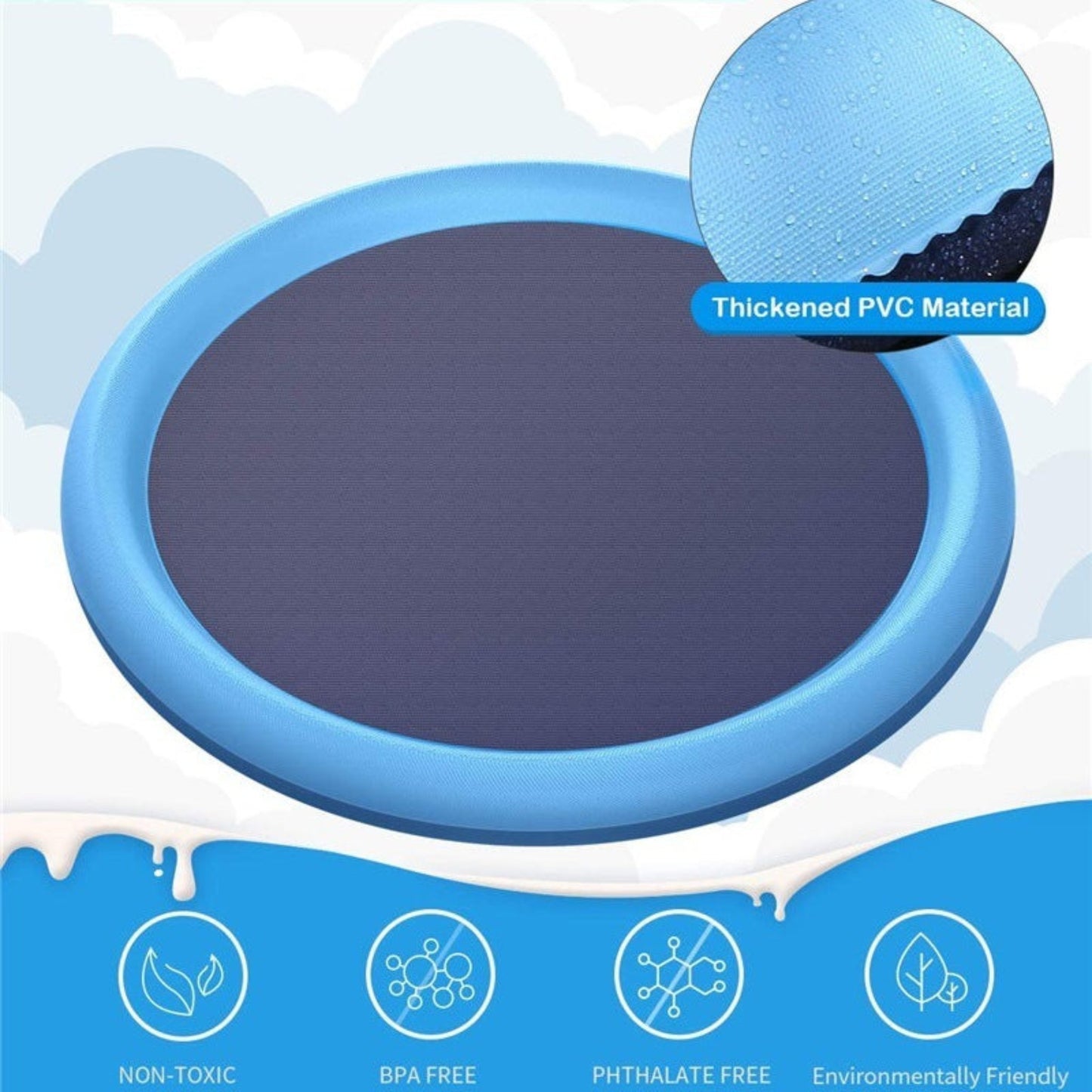 Non-Slip Splash Pad for Kids and Pet Dog Pool