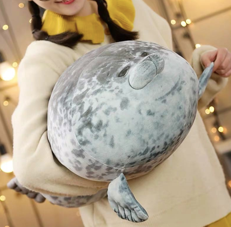 Chubby Blob Seal Pillow, Stuffed Cotton Plush Animal Toy Cute Ocean