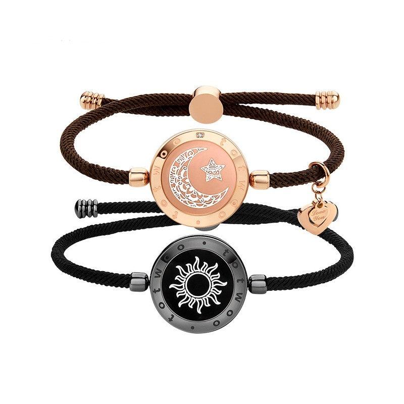 TOTWOO Sun-Moon Long Distance Smart Sensing Touch Bracelets for Couples, Vibration & Light up for Love Couples Bracelets | Long Distance Relationship Gifts for Girlfriend Bluetooth Pairing Jewelry