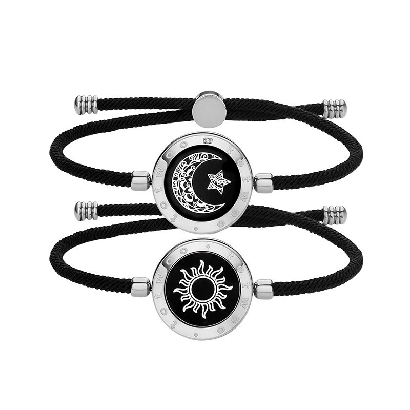 TOTWOO Sun-Moon Long Distance Smart Sensing Touch Bracelets for Couples, Vibration & Light up for Love Couples Bracelets | Long Distance Relationship Gifts for Girlfriend Bluetooth Pairing Jewelry