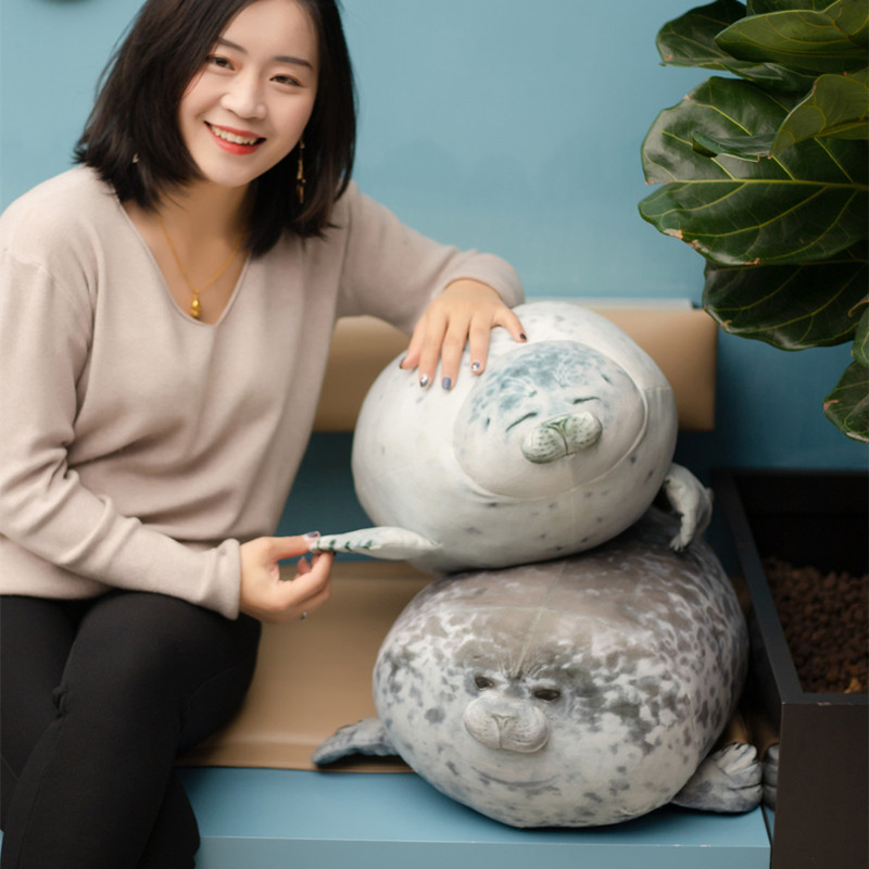 Chubby Blob Seal Pillow, Stuffed Cotton Plush Animal Toy Cute Ocean