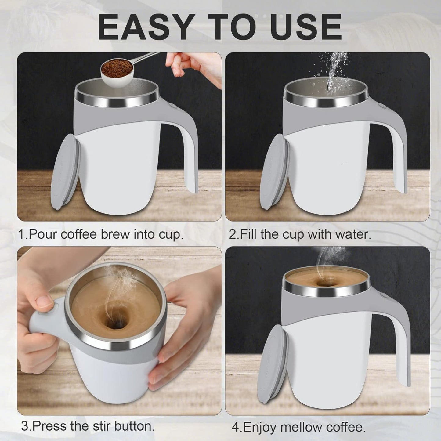 Automatic Magnetic Stirring Coffee Mug, Self Stirring Coffee Mug, Rechargeable Automatic Stirring Coffee Mug Office, Electric High Speed Mixing Cup Household for Coffee Milk Tea