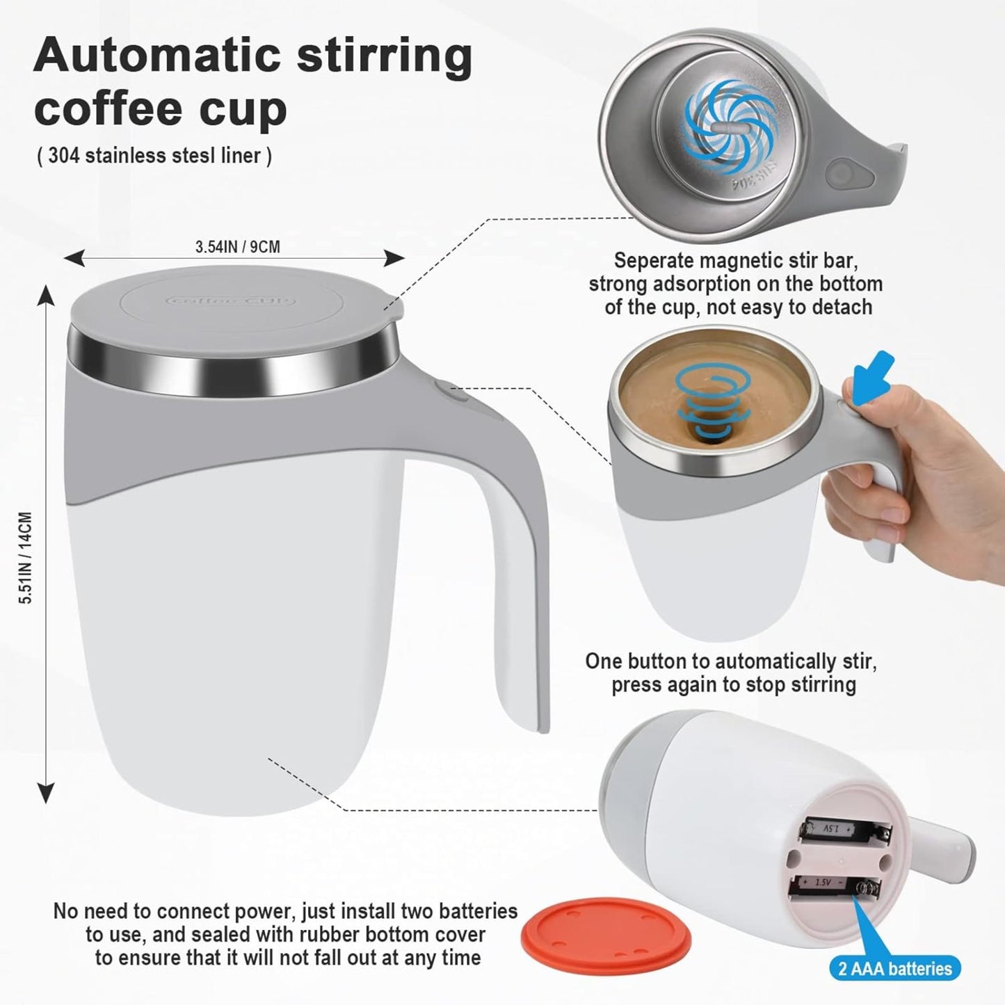 Automatic Magnetic Stirring Coffee Mug, Self Stirring Coffee Mug, Rechargeable Automatic Stirring Coffee Mug Office, Electric High Speed Mixing Cup Household for Coffee Milk Tea