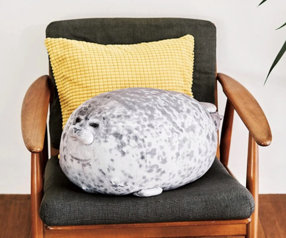 Chubby Blob Seal Pillow, Stuffed Cotton Plush Animal Toy Cute Ocean