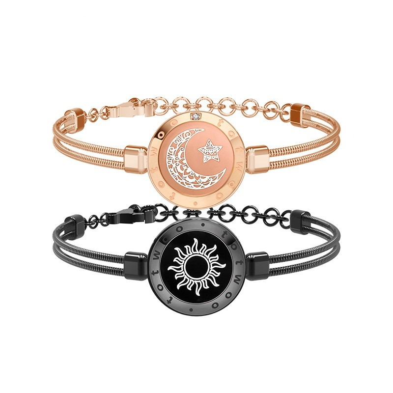 TOTWOO Sun-Moon Long Distance Smart Sensing Touch Bracelets for Couples, Vibration & Light up for Love Couples Bracelets | Long Distance Relationship Gifts for Girlfriend Bluetooth Pairing Jewelry