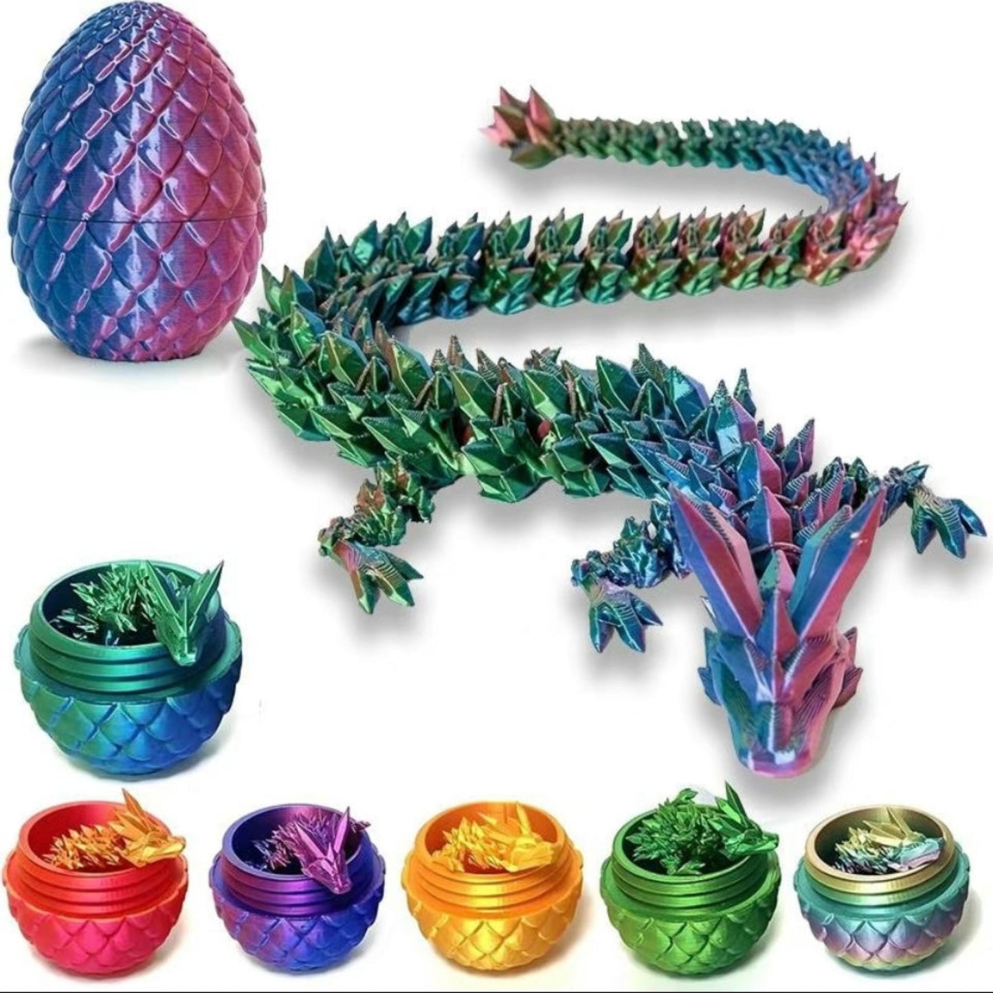 3D Printed Dragon Egg, Mystery Crystal Dragon Egg Fidget Toys Surprise, Easter Eggs Articulated Crystal Dragon Eggs with Dragon Inside
