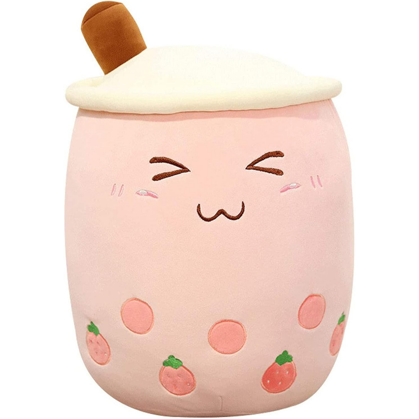Cute Fruit Drink Plush Stuffed Soft Strawberry Milk Tea Plush Boba Tea Cup Toy Bubble Tea Pillow Cushion Kids Gift