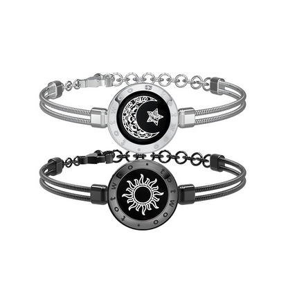 TOTWOO Sun-Moon Long Distance Smart Sensing Touch Bracelets for Couples, Vibration & Light up for Love Couples Bracelets | Long Distance Relationship Gifts for Girlfriend Bluetooth Pairing Jewelry