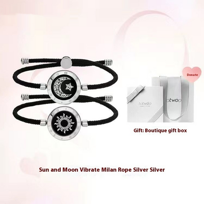 TOTWOO Sun-Moon Long Distance Smart Sensing Touch Bracelets for Couples, Vibration & Light up for Love Couples Bracelets | Long Distance Relationship Gifts for Girlfriend Bluetooth Pairing Jewelry