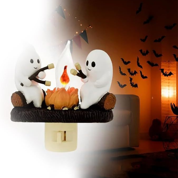 Ghost Campfire Nightlight, Ghost Campfire Flickering Nightlight, Campfire Flame Halloween Nightlight