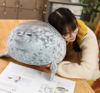Chubby Blob Seal Pillow, Stuffed Cotton Plush Animal Toy Cute Ocean
