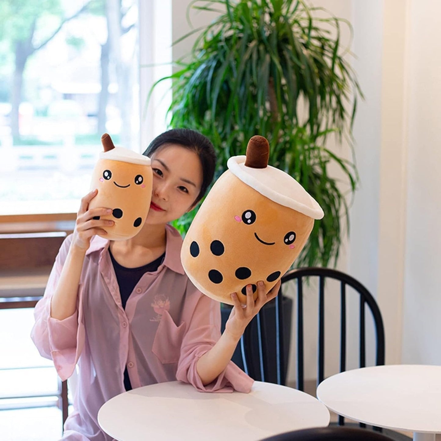 Cute Fruit Drink Plush Stuffed Soft Strawberry Milk Tea Plush Boba Tea Cup Toy Bubble Tea Pillow Cushion Kids Gift