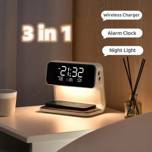 BedGlow 3-in-1 Wireless Charging Alarm Clock