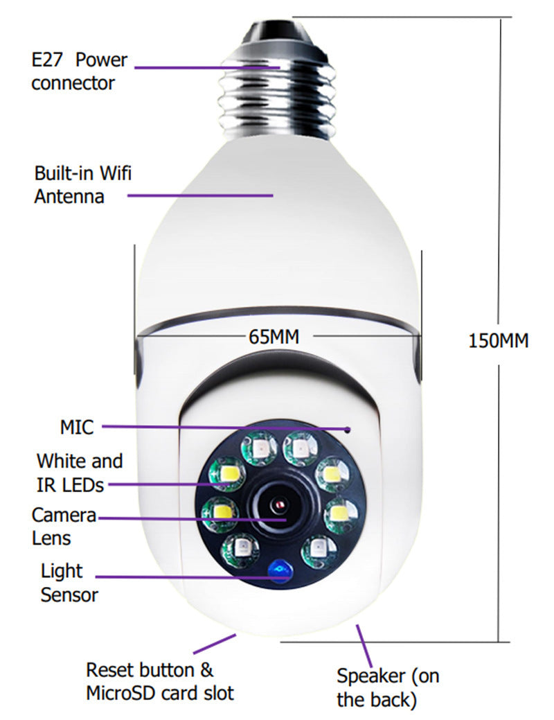 SecureBulb WiFi Security Camera (2 million pixels plus 64 memory)