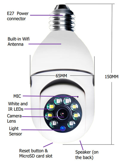 SecureBulb WiFi Security Camera (2 million pixels plus 64 memory)