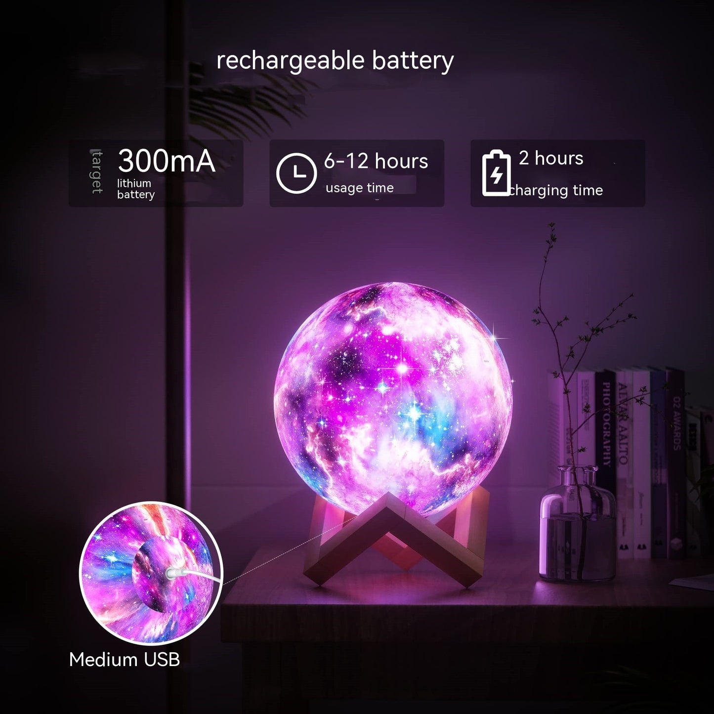 Lámpara de Luna LED Encantadora